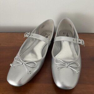 Silver ballet flats